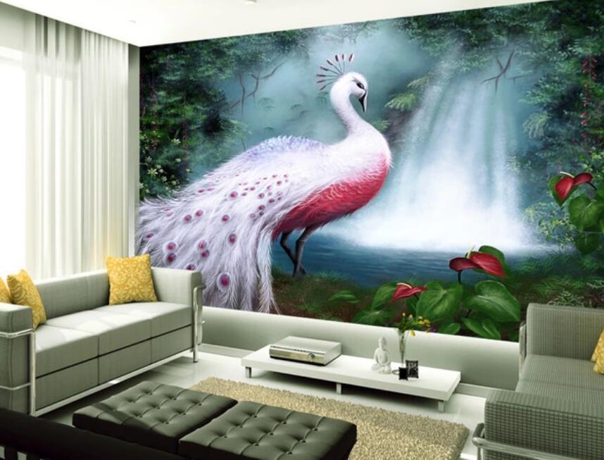 3D Peacock Lake 889 Wall Murals Wallpaper AJ Wallpaper 2