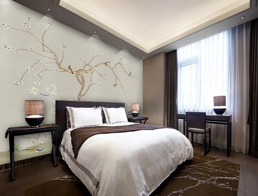 3D Branch Plum 017 Wall Murals Wallpaper AJ Wallpaper 2