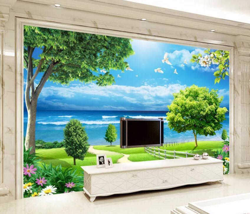 3D Sea Green Tree 883 Wall Murals Dai Wallpaper AJ Wallpaper 2