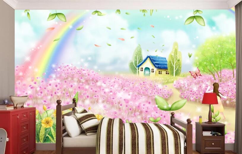 3D Pink Town 056 Wall Murals Wallpaper AJ Wallpaper 2
