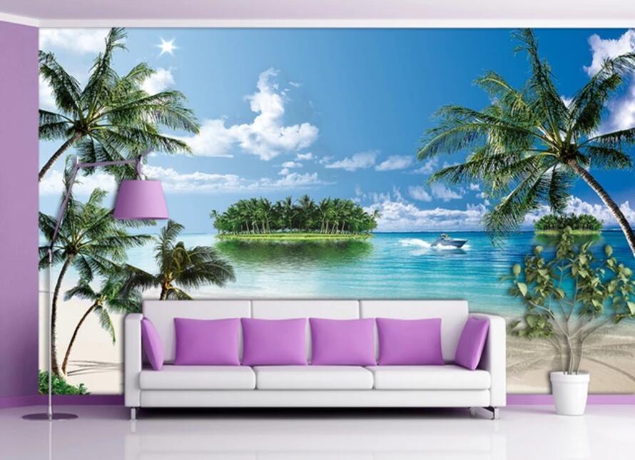 3D Sea Coconut 888 Wall Murals Wallpaper AJ Wallpaper 2
