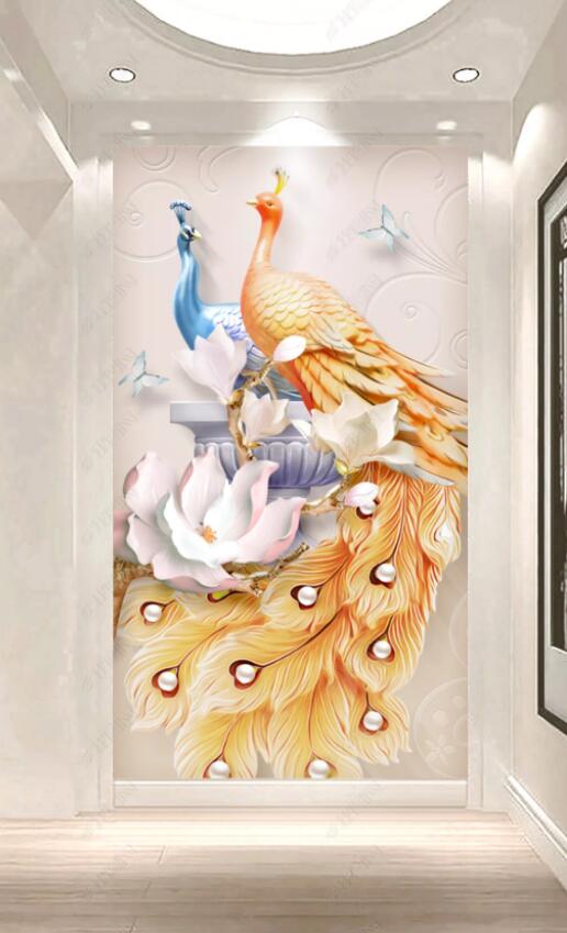 3D Pearl Peacock WC65 Wall Murals Wallpaper AJ Wallpaper