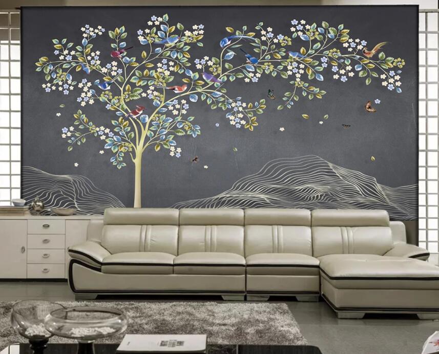 3D Flower Tree Bird WG1014 Wall Murals