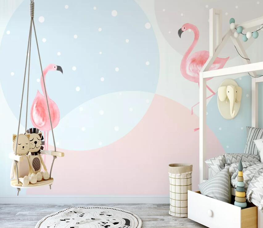 3D Cute Flamingo WC47 Wall Murals Wallpaper AJ Wallpaper 2