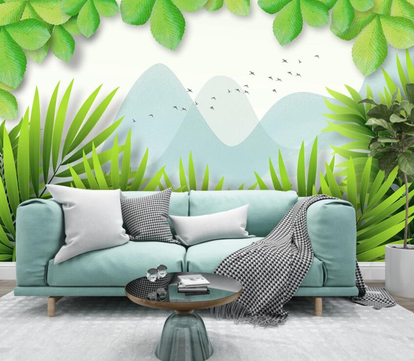 3D Green Leaf WC90 Wall Murals Wallpaper AJ Wallpaper 2
