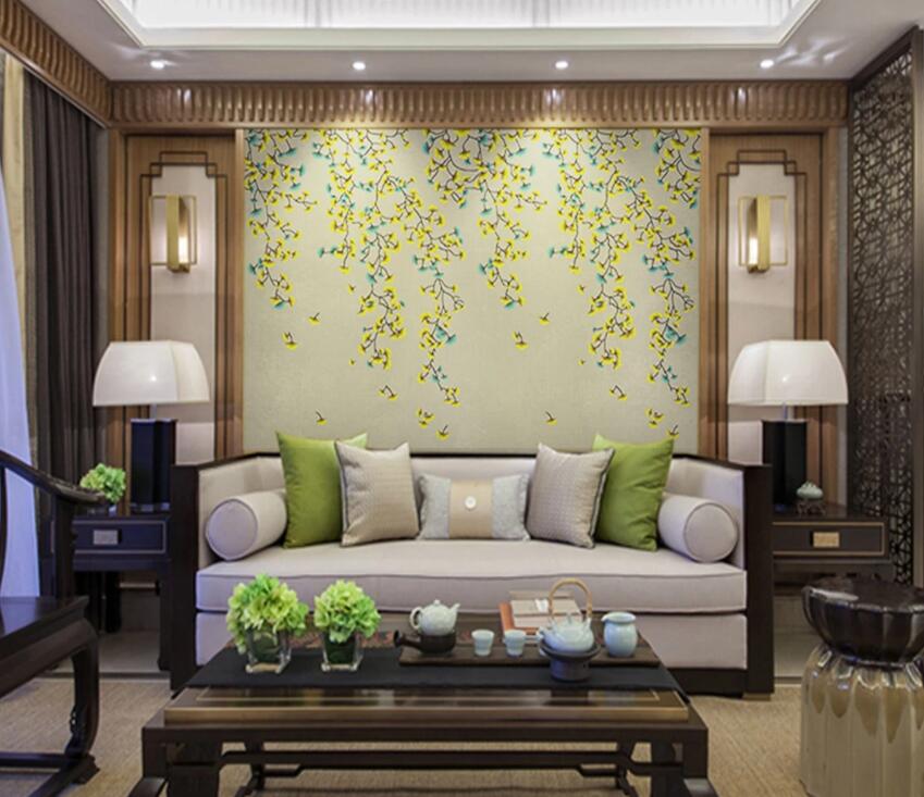 3D Yellow Flower 043 Wall Murals Wallpaper AJ Wallpaper 2