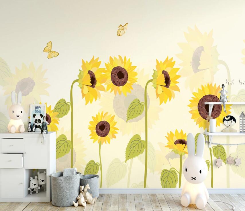 3D Sunflower WC43 Wall Murals Wallpaper AJ Wallpaper 2