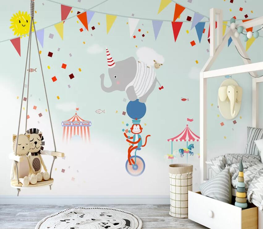 3D Cute Little Elephant WC40 Wall Murals Wallpaper AJ Wallpaper 2