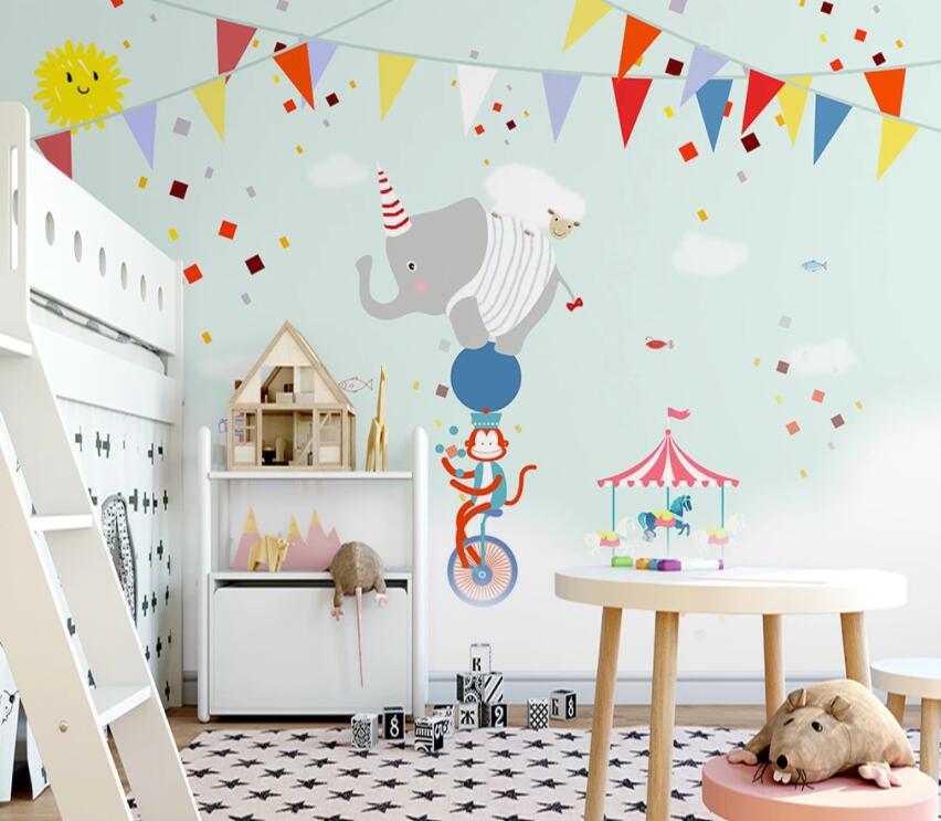 3D Cute Little Elephant WC39 Wall Murals Wallpaper AJ Wallpaper 2