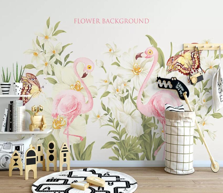 3D Pink Flamingo WC97 Wall Murals Wallpaper AJ Wallpaper 2