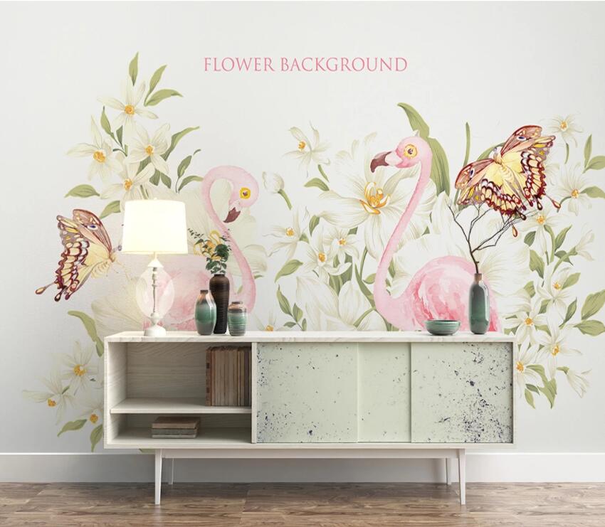 3D Flamingo Lily WG930 Wall Murals