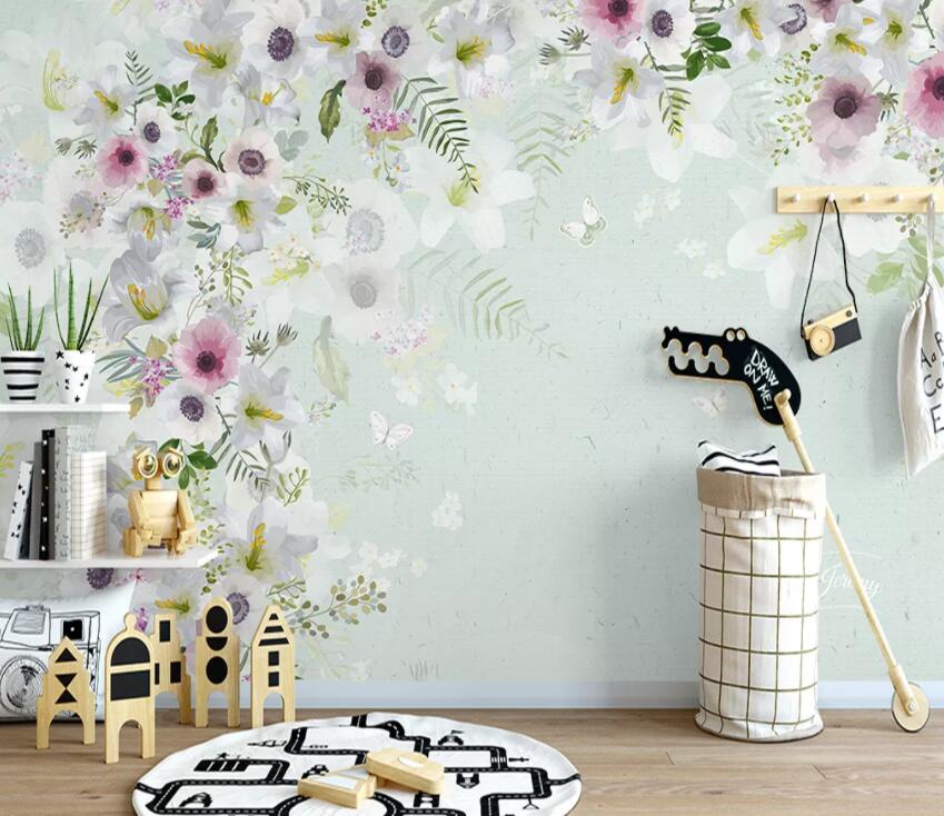 3D Flower Butterfly WC91 Wall Murals Wallpaper AJ Wallpaper 2