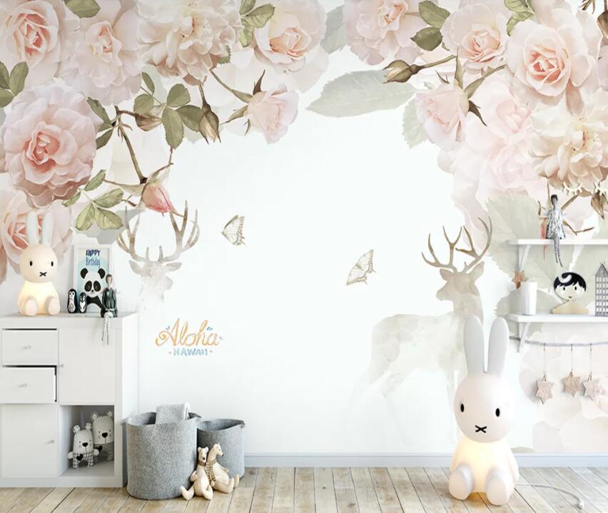 3D Flower Butterfly WC87 Wall Murals Wallpaper AJ Wallpaper 2