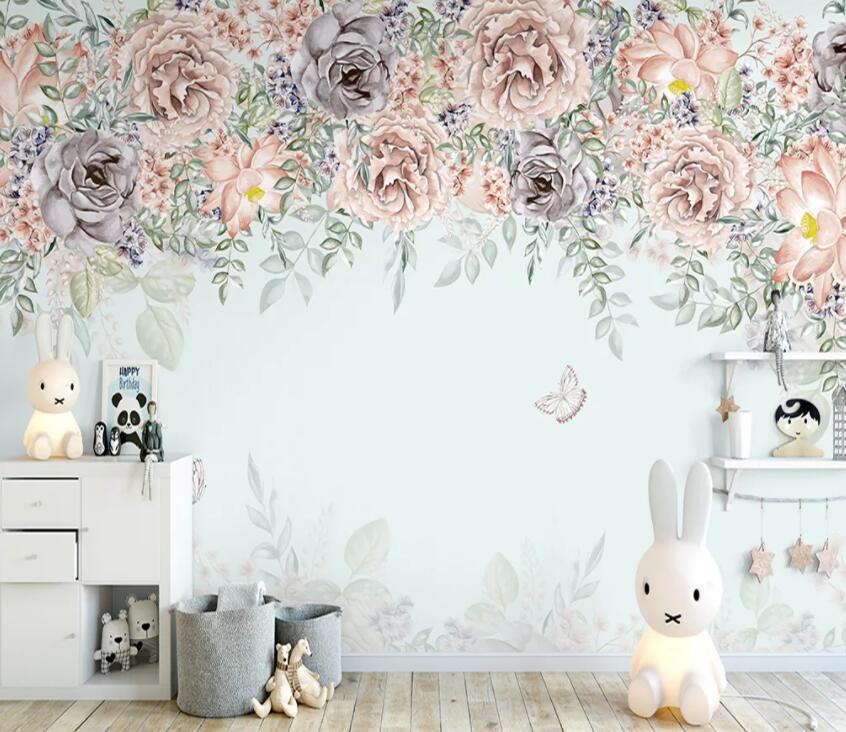 3D Flower Butterfly WC86 Wall Murals Wallpaper AJ Wallpaper 2