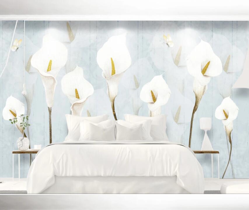 3D White Flowers 639 Wall Murals Wallpaper AJ Wallpaper 2