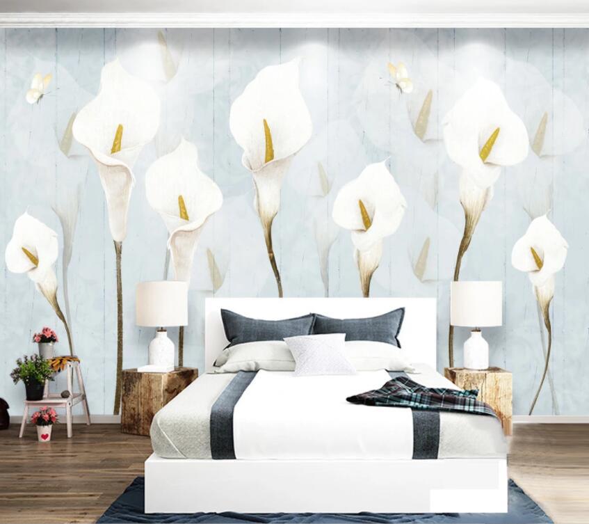 3D White Flowers 639 Wall Murals Wallpaper AJ Wallpaper 2