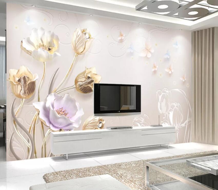 3D Golden Rose 621 Wall Murals Wallpaper AJ Wallpaper 2