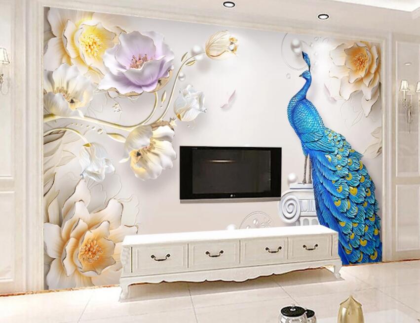 3D Flower Peacock 541 Wall Murals Wallpaper AJ Wallpaper 2