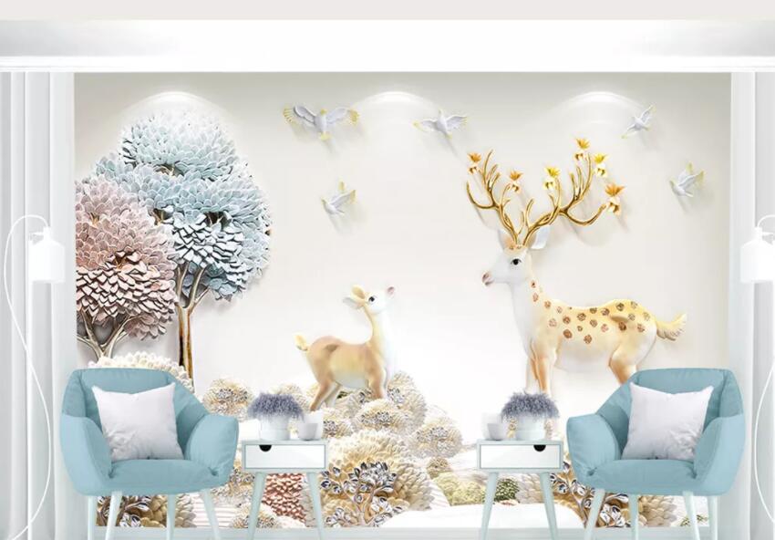 3D Golden Fawn 439 Wall Murals Wallpaper AJ Wallpaper 2