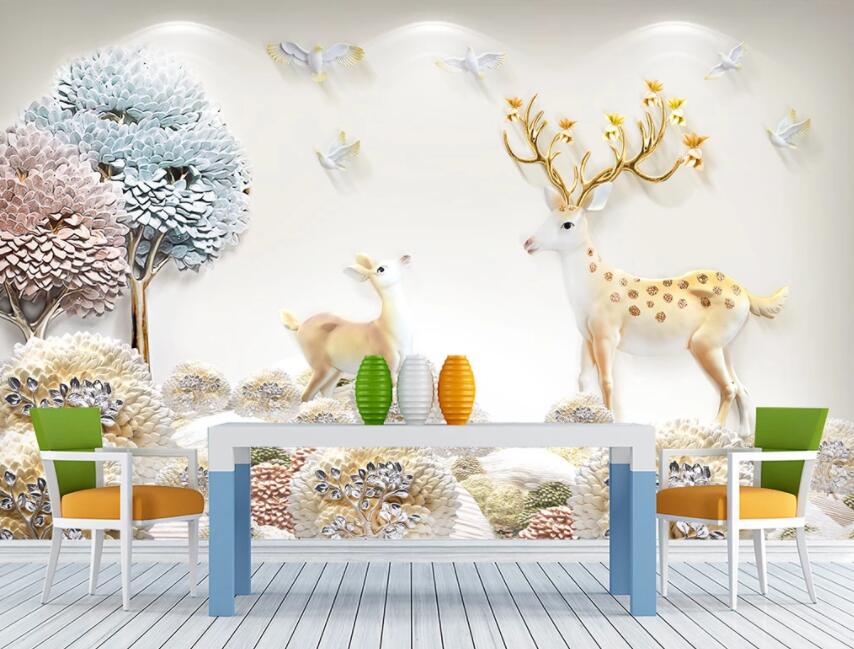 3D Golden Fawn 439 Wall Murals Wallpaper AJ Wallpaper 2