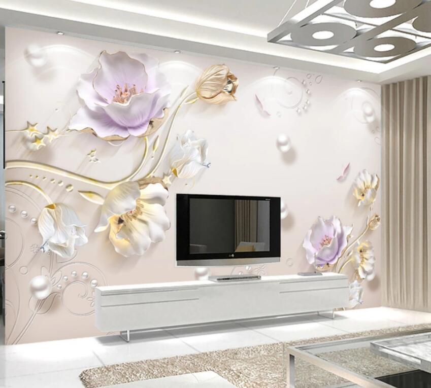 3D Flower Pearl 406 Wall Murals Wallpaper AJ Wallpaper 2