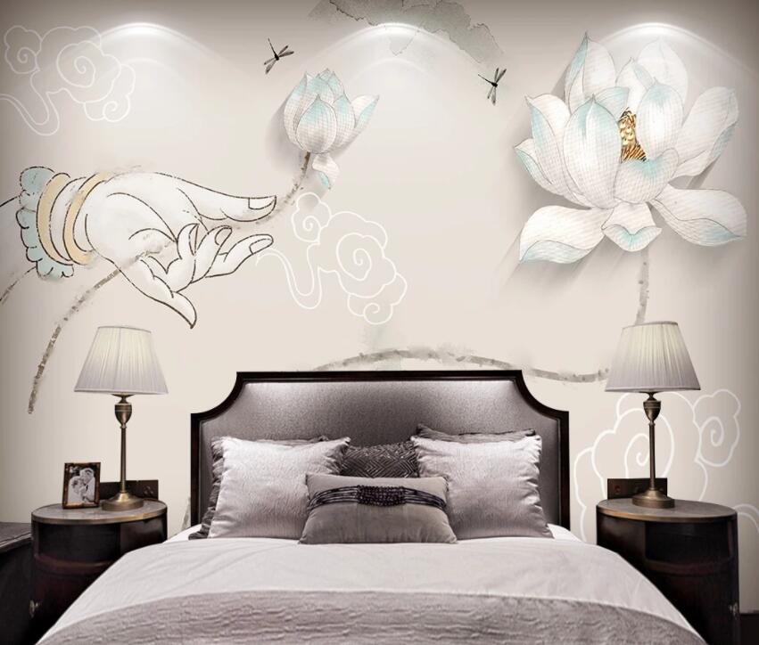 3D Lotus 381 Wall Murals Wallpaper AJ Wallpaper 2