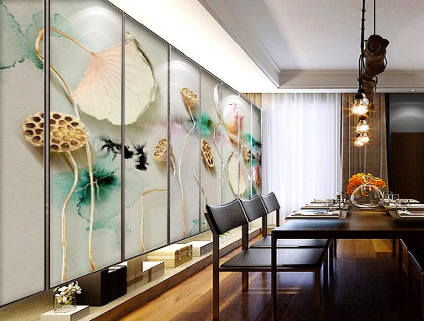 3D Lotus 364 Wall Murals Wallpaper AJ Wallpaper 2