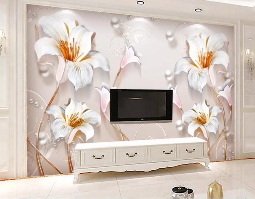 3D White Flower 338 Wall Murals Wallpaper AJ Wallpaper 2