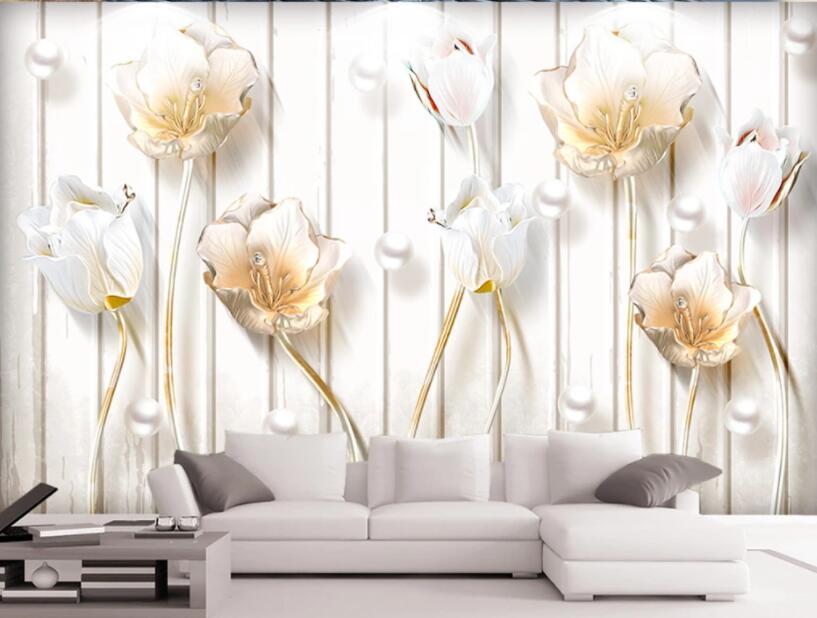 3D Pearl Flower 329 Wall Murals Wallpaper AJ Wallpaper 2