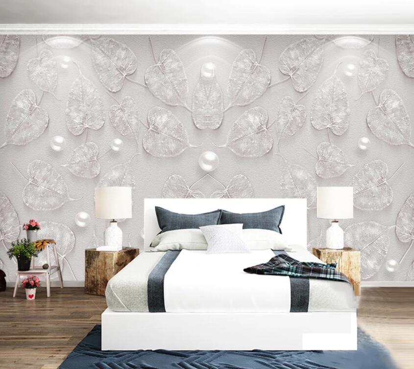 3D Pearl Leaves 273 Wall Murals Wallpaper AJ Wallpaper 2