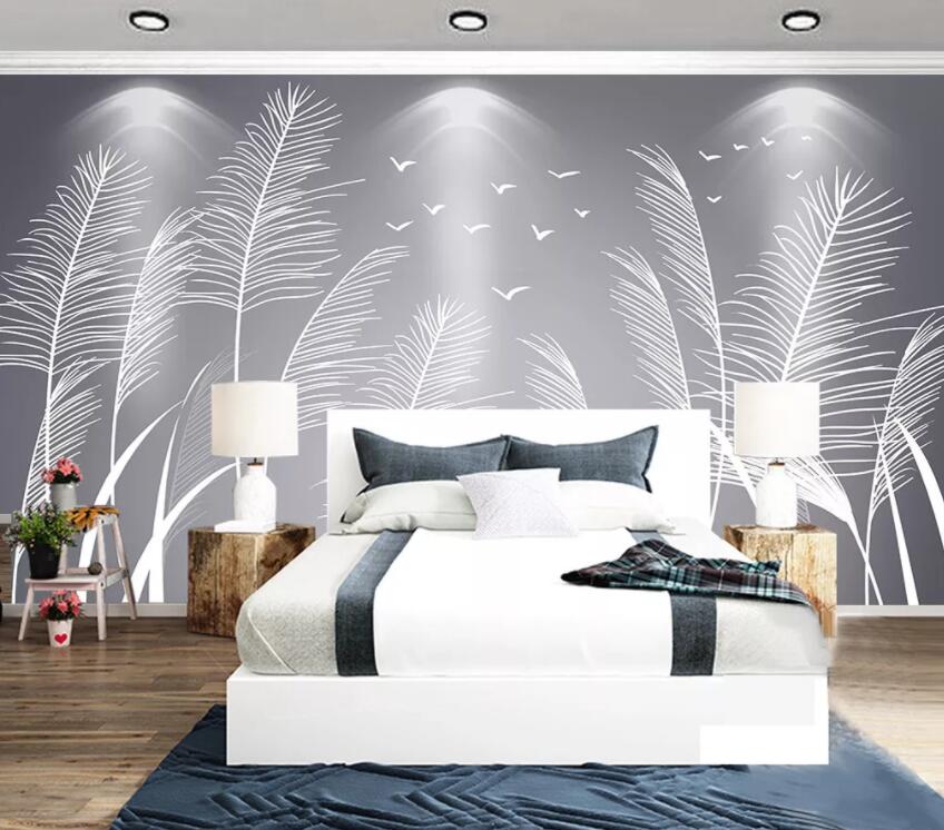 3D White Reed 265 Wall Murals Wallpaper AJ Wallpaper 2