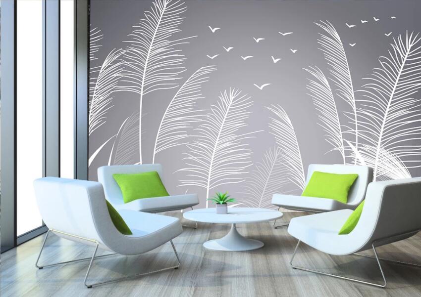3D White Reed 265 Wall Murals Wallpaper AJ Wallpaper 2