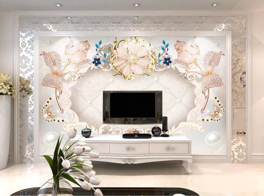 3D Diamond Flower 260 Wall Murals Wallpaper AJ Wallpaper 2