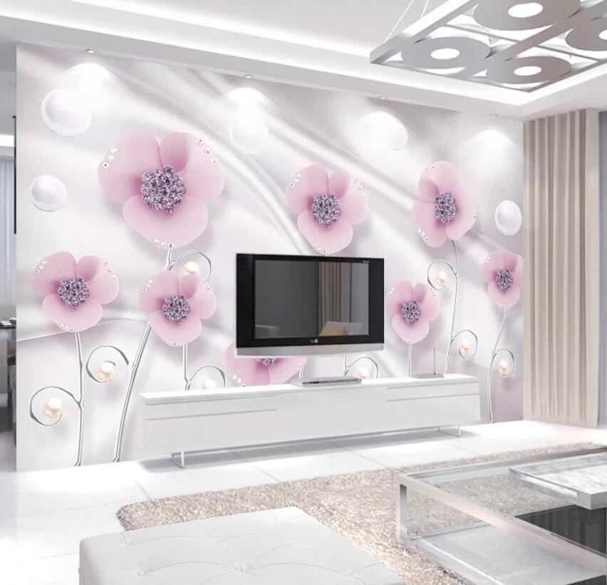 3D Pink Flowers 242 Wall Murals Wallpaper AJ Wallpaper 2
