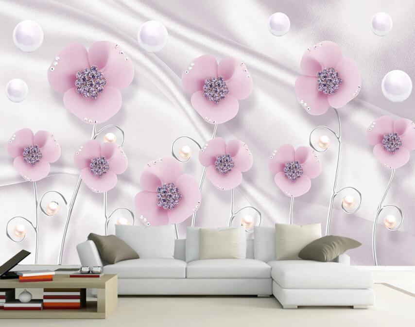 3D Pink Flowers 242 Wall Murals Wallpaper AJ Wallpaper 2
