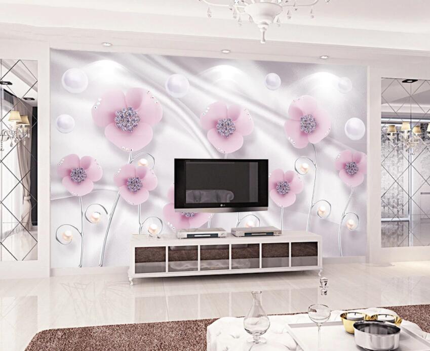 3D Pink Flowers 242 Wall Murals Wallpaper AJ Wallpaper 2