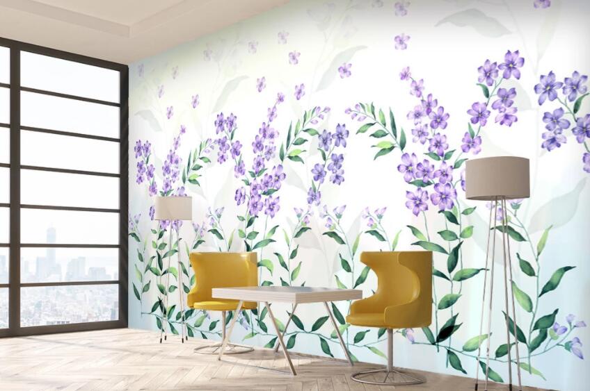 3D Purple Flowers 214 Wall Murals Wallpaper AJ Wallpaper 2