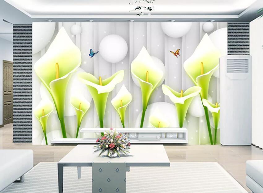 3D Butterfly Lily 177 Wall Murals Wallpaper AJ Wallpaper 2