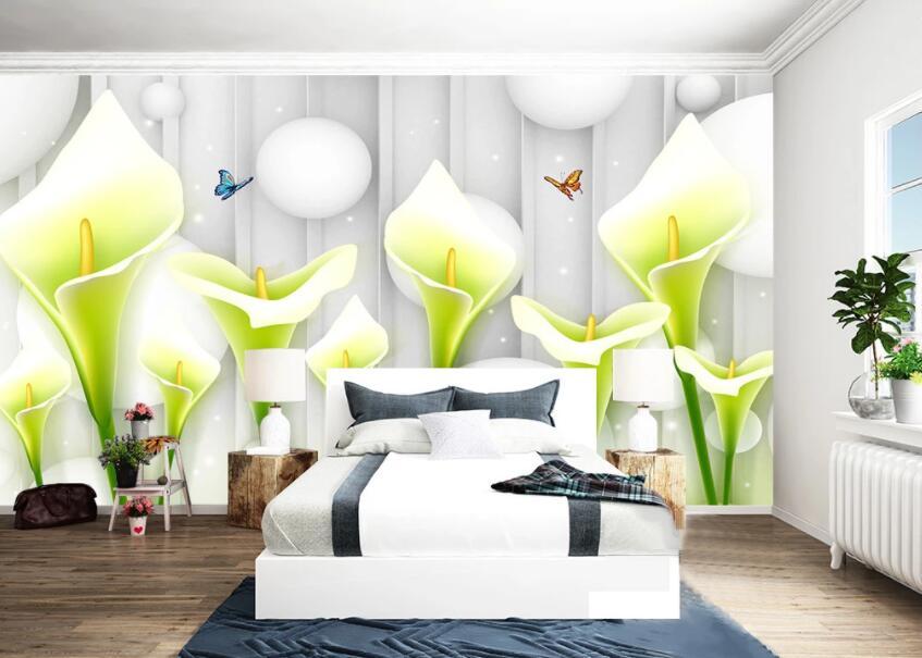 3D Butterfly Lily 177 Wall Murals Wallpaper AJ Wallpaper 2