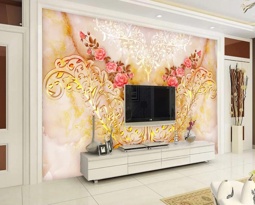 3D Pink Flowers 040 Wall Murals Wallpaper AJ Wallpaper 2