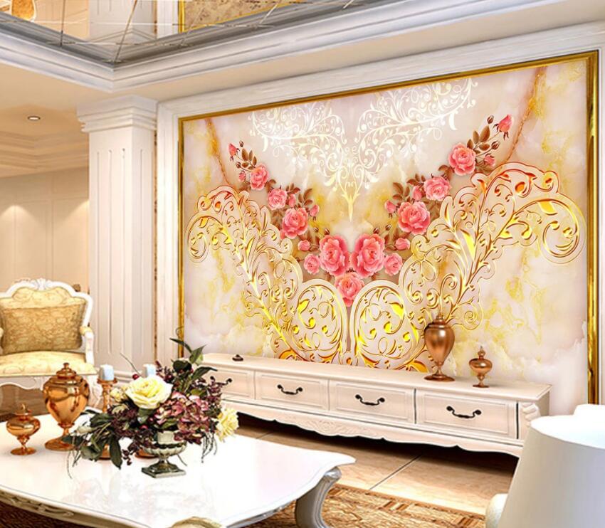 3D Pink Flowers 040 Wall Murals Wallpaper AJ Wallpaper 2