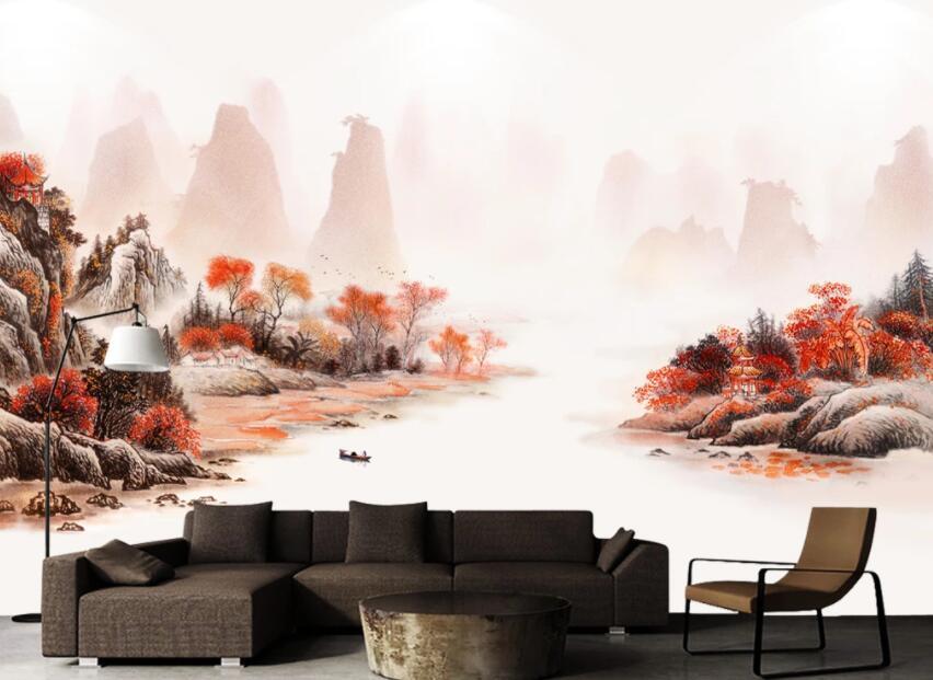 3D Beautiful River Mountain WC70 Wall Murals Wallpaper AJ Wallpaper 2