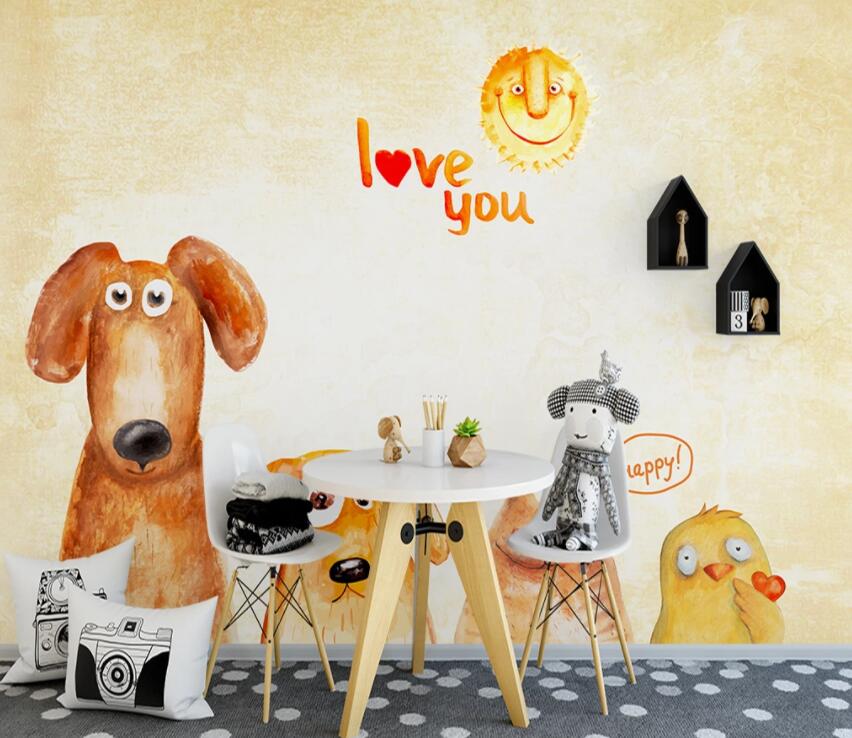 3D Cute Dog Cat WG889 Wall Murals