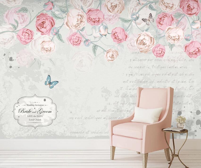 3D Pink Rose 641 Wall Murals Wallpaper AJ Wallpaper 2