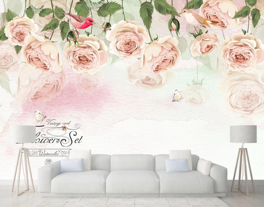 3D Pink Rose 634 Wall Murals Wallpaper AJ Wallpaper 2