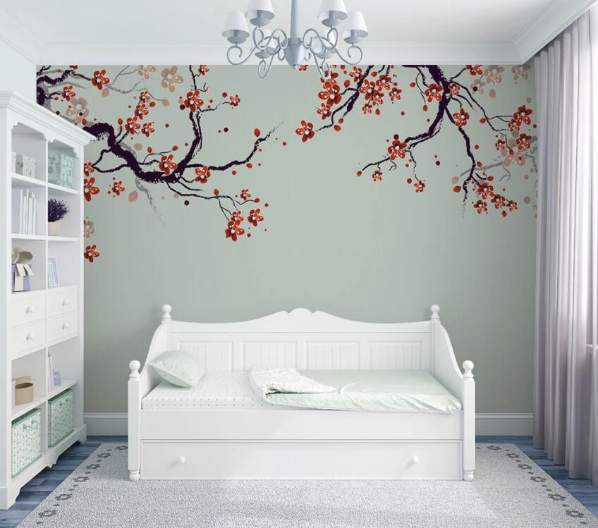 3D Branch Red Plum 633 Wall Murals Wallpaper AJ Wallpaper 2