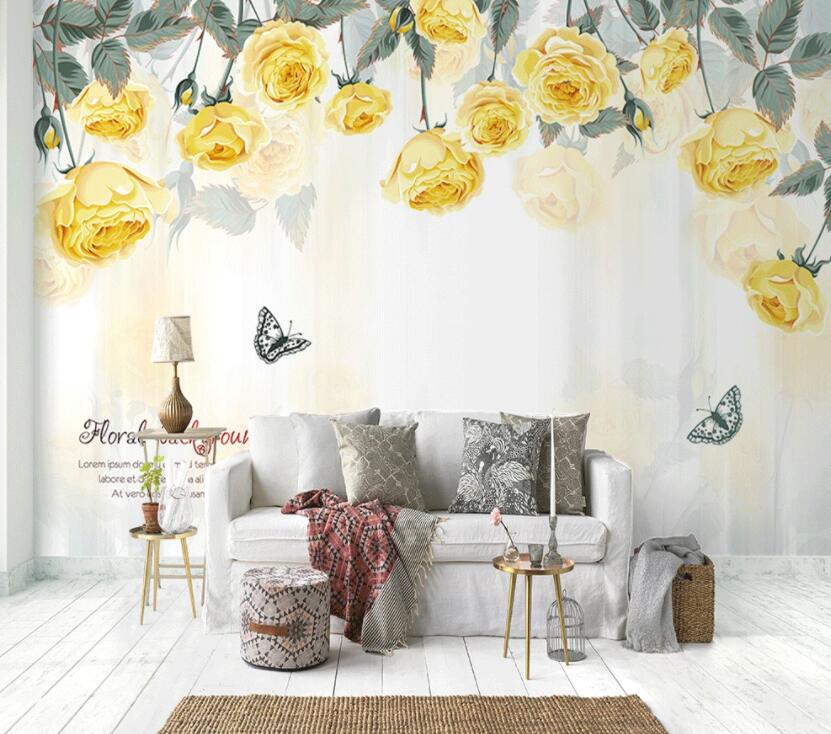 3D Yellow Rose 631 Wall Murals Wallpaper AJ Wallpaper 2