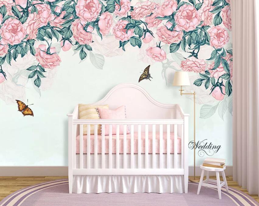 3D Flower Butterfly 629 Wall Murals Wallpaper AJ Wallpaper 2