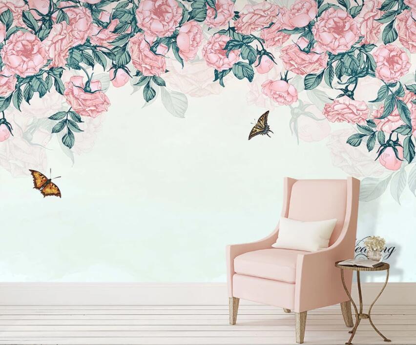 3D Flower Butterfly 629 Wall Murals Wallpaper AJ Wallpaper 2