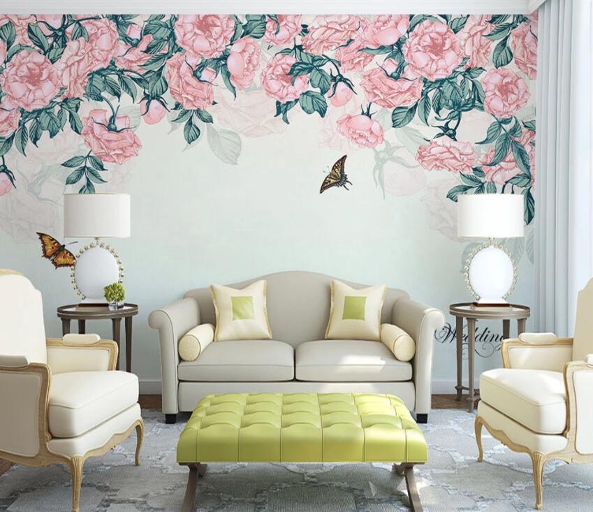 3D Flower Butterfly 629 Wall Murals Wallpaper AJ Wallpaper 2